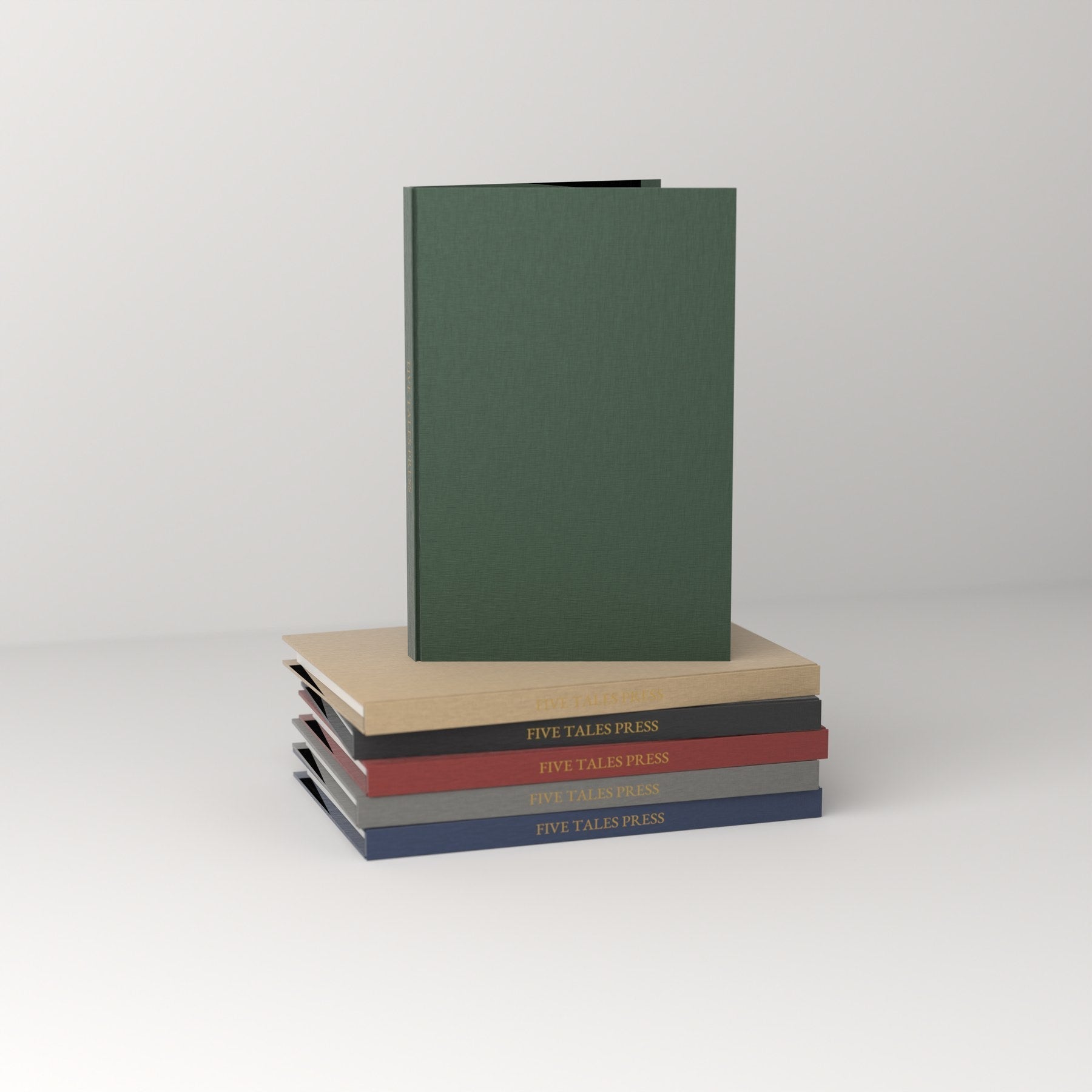 Five Tales Press linen editions — six bookcloth colors with gold foil-stamped spines