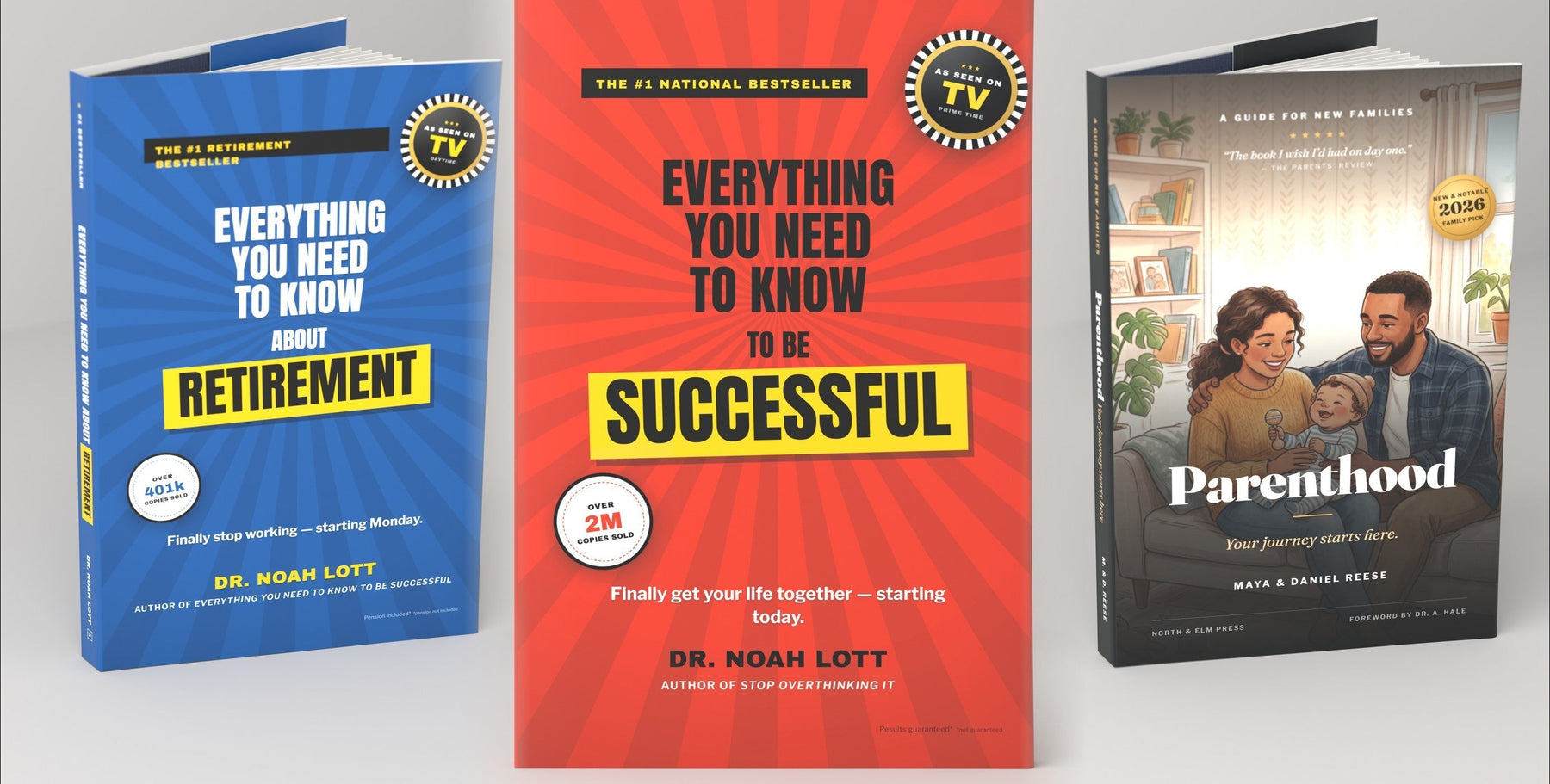 The three punchline bestsellers: Retirement, Successful, and Parenthood