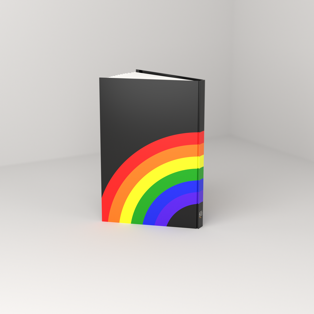 Arch journal, standing open — back cover 3/4 view