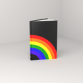 Arch casewrap hardcover journal, standing open — front 3/4 view