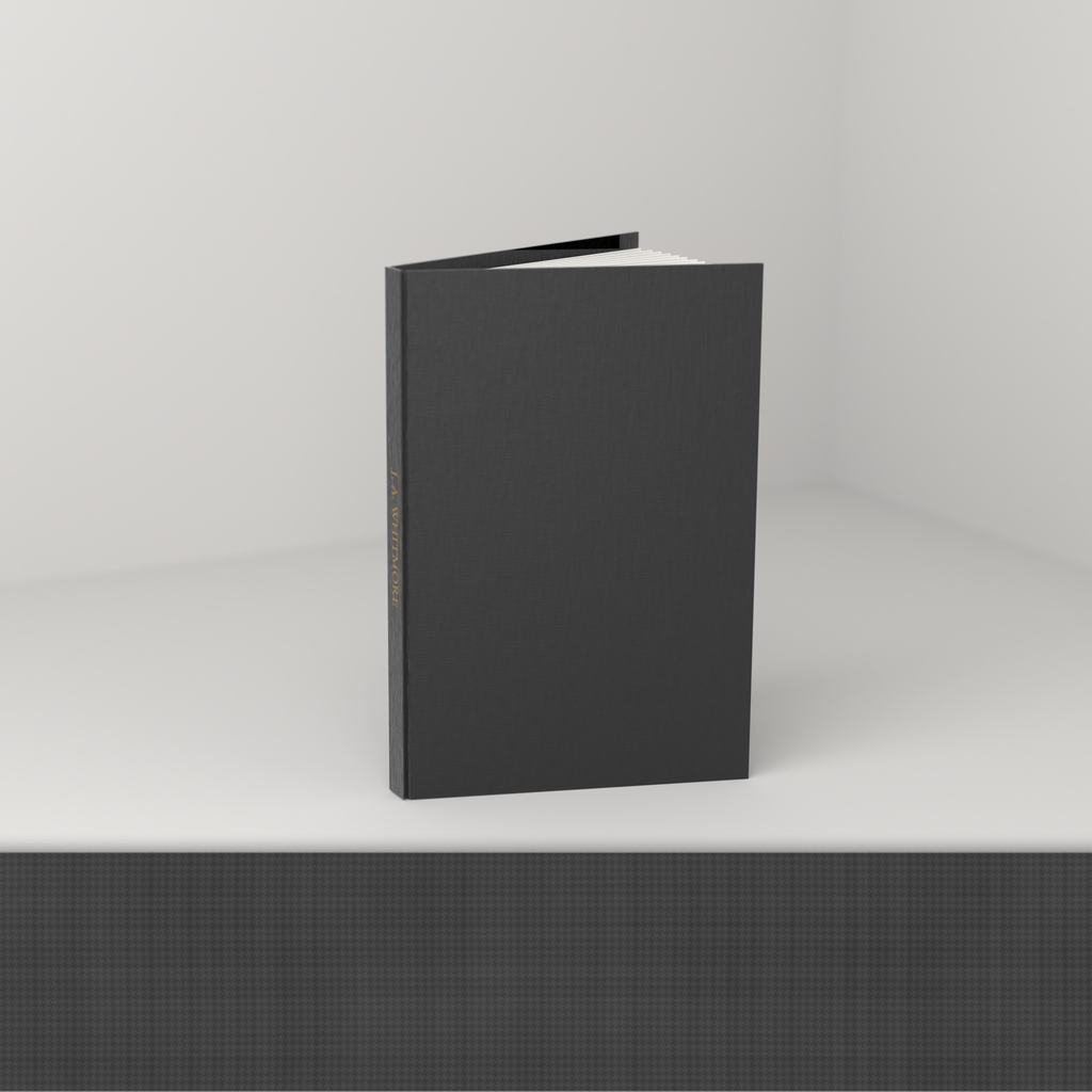 Black linen edition [linen] — open, showing the cloth case and blank ruled pages