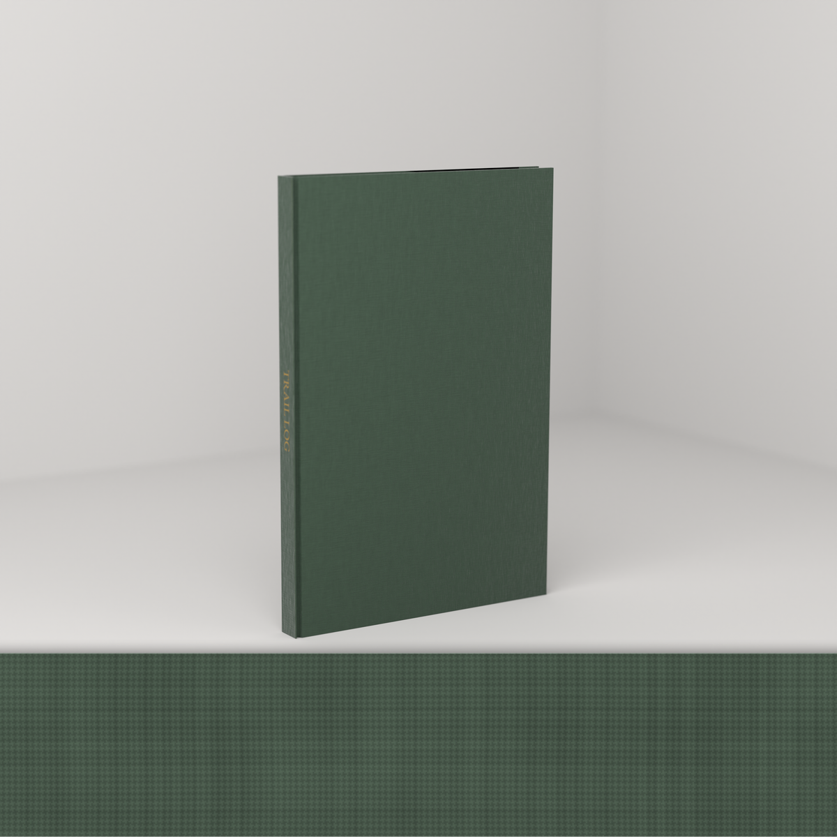 Forest linen edition [linen] — cloth hardcover with a foil-stamped spine, shown with a magnified swatch of the bookcloth