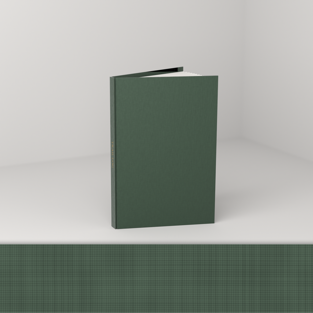 Forest linen edition [linen] — open, showing the cloth case and blank ruled pages