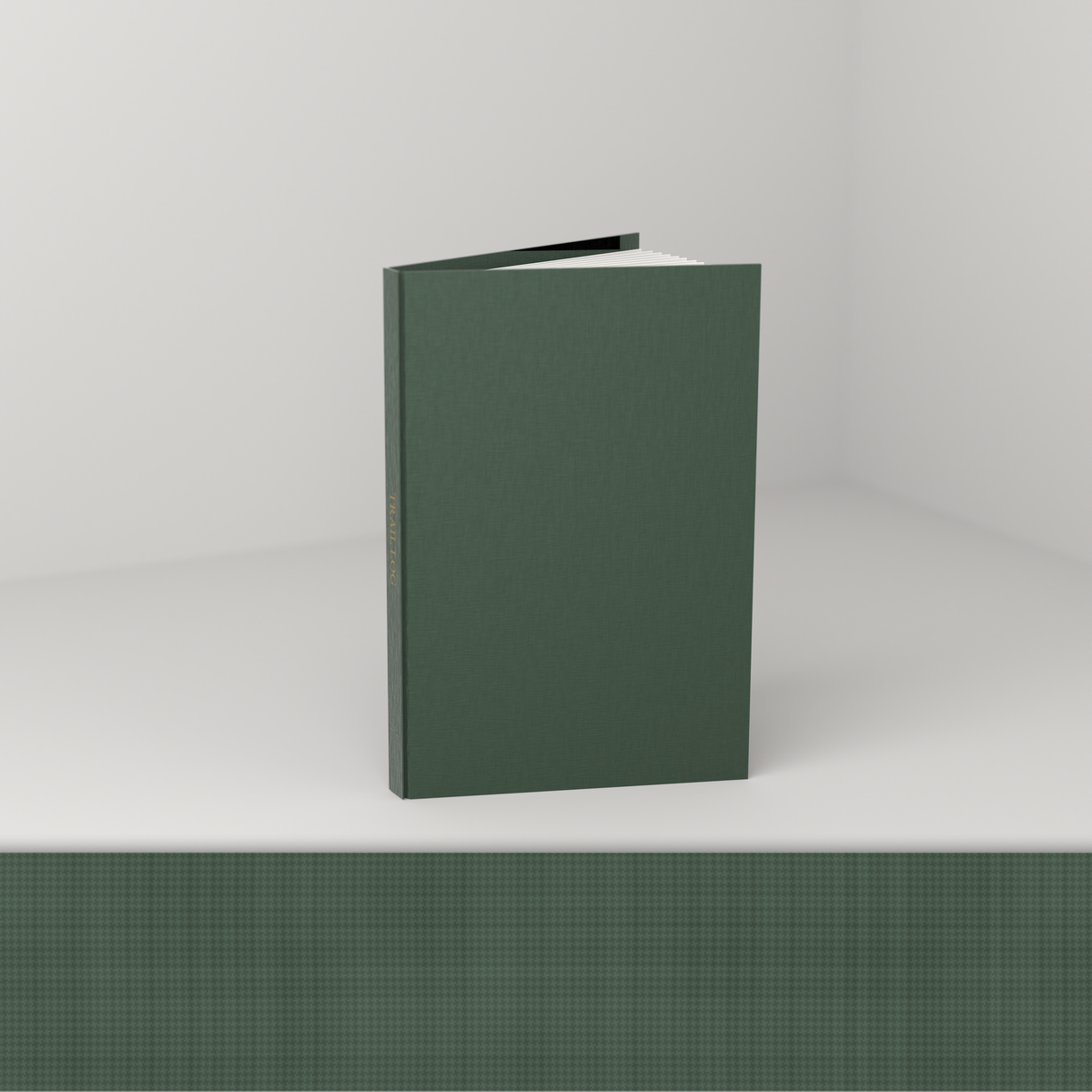 Forest linen edition [linen] — open, showing the cloth case and blank ruled pages
