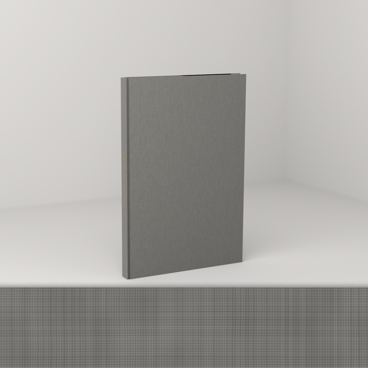 Gray linen edition [linen] — cloth hardcover with a foil-stamped spine, shown with a magnified swatch of the bookcloth