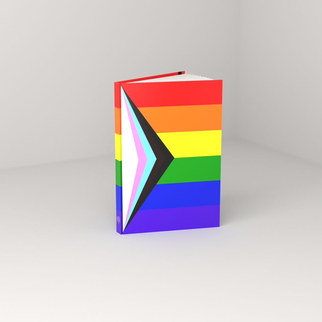 Progress casewrap hardcover journal, standing open — front 3/4 view