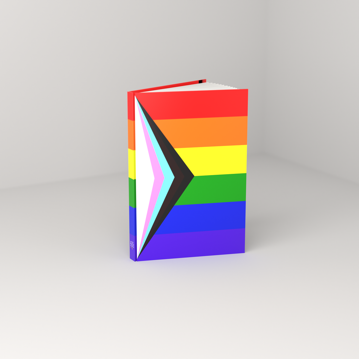 Progress casewrap hardcover journal, standing open — front 3/4 view